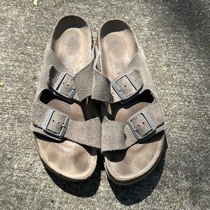 Double strap grey suede Birkenstock size 10